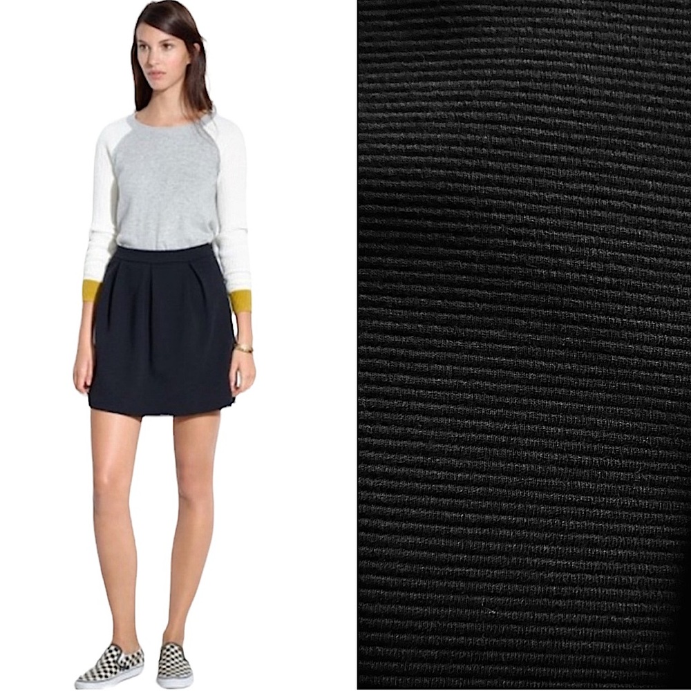 MADEWELL Bistro black pleated ribbed stretch skater skirt size 2 like new